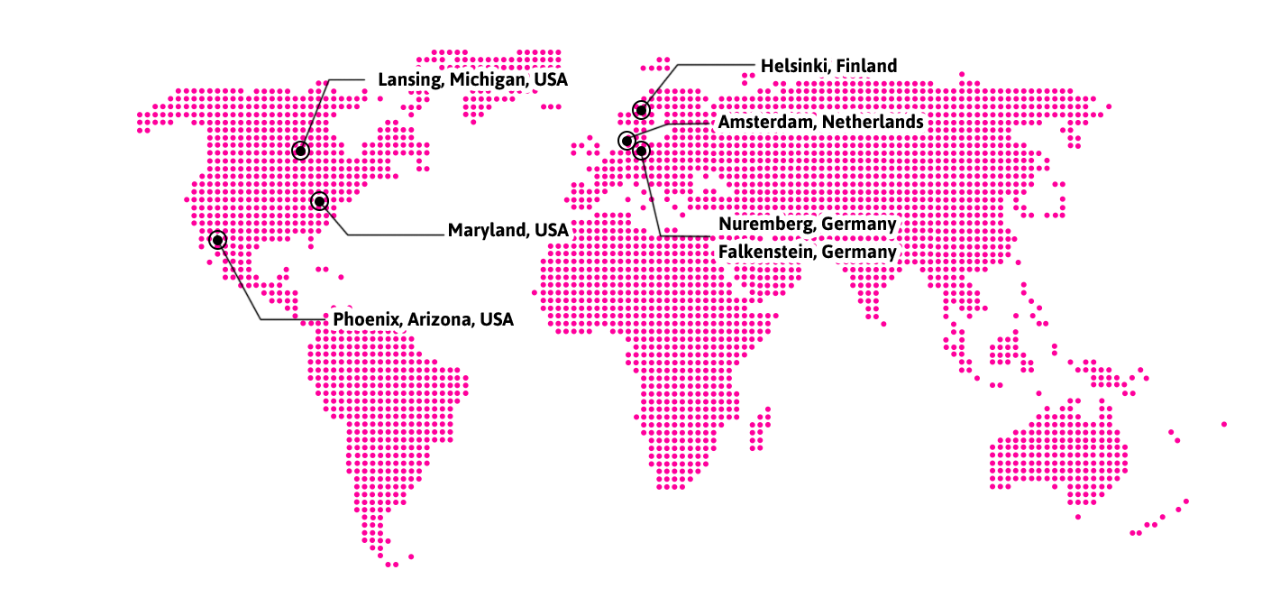 CloudSurph worldwide data center locations map