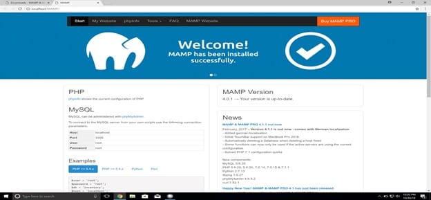 How to setup a MAMP server on windows 10